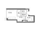 Студия, 26,4 м²