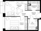 1-к. квартира, 42 м²