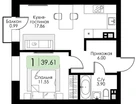 1-к. квартира, 39&nbsp;м²