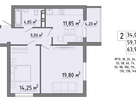 2-к. квартира, 64&nbsp;м²