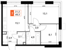 2-к. квартира, 48&nbsp;м²