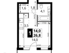 Студия, 26&nbsp;м²