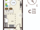 Студия, 26,7&nbsp;м²