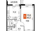 1-к. квартира, 43&nbsp;м²