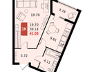 1-к. квартира, 41&nbsp;м²