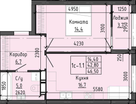 1-к. квартира, 46,5 м²