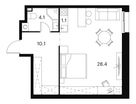 Студия, 43 м²