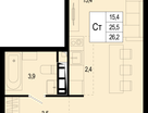 1-к. квартира, 25&nbsp;м²