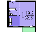 1-к. квартира, 32,5 м²