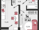 1-к. квартира, 36 м²