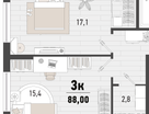 3-к. квартира, 87&nbsp;м²