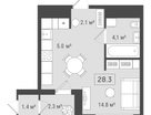 Студия, 28&nbsp;м²