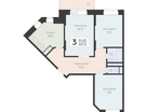 3-к. квартира, 83&nbsp;м²