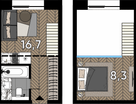 Студия, 16 м²