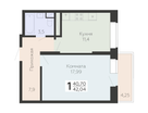 1-к. квартира, 42&nbsp;м²