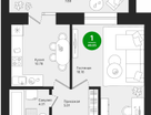1-к. квартира, 46&nbsp;м²