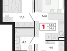 1-к. квартира, 34 м²