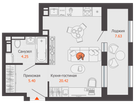 1-к. квартира, 34 м²