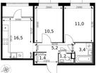 2-к. квартира, 49 м²