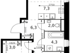 3-к. квартира, 68 м²