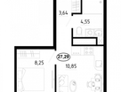 1-к. квартира, 27,3&nbsp;м²