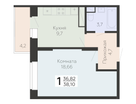1-к. квартира, 38&nbsp;м²