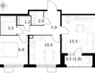 2-к. квартира, 52 м²