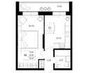 1-к. квартира, 49,6 м²