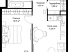 1-к. квартира, 48&nbsp;м²