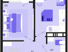 1-к. квартира, 38 м²
