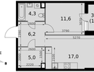 1-к. квартира, 45 м²