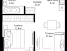 1-к. квартира, 36 м²