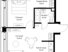 1-к. квартира, 46 м²