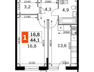 1-к. квартира, 43&nbsp;м²