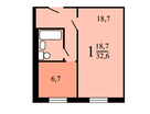 1-к. квартира, 32,6&nbsp;м²