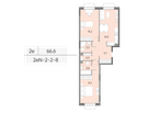 2-к. квартира, 66&nbsp;м²