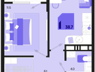 1-к. квартира, 38&nbsp;м²