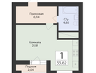 1-к. квартира, 33 м²