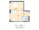 1-к. квартира, 39&nbsp;м²