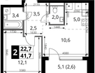 2-к. квартира, 41&nbsp;м²