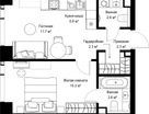 1-к. квартира, 43 м²