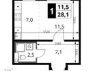 Студия, 28&nbsp;м²