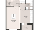 1-к. квартира, 43&nbsp;м²