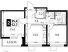 2-к. квартира, 52&nbsp;м²