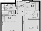 2-к. квартира, 45&nbsp;м²
