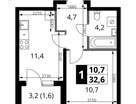 1-к. квартира, 32 м²