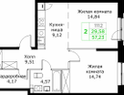 2-к. квартира, 57&nbsp;м²