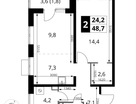 2-к. квартира, 48&nbsp;м²