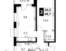 2-к. квартира, 48&nbsp;м²