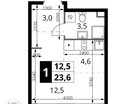 Студия, 23&nbsp;м²